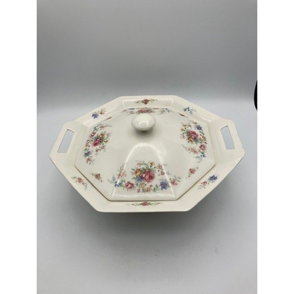 Vintage Octagon Covered Serving Bowl/Handles by Theodore Haviland Fine China - Picture 1 of 5